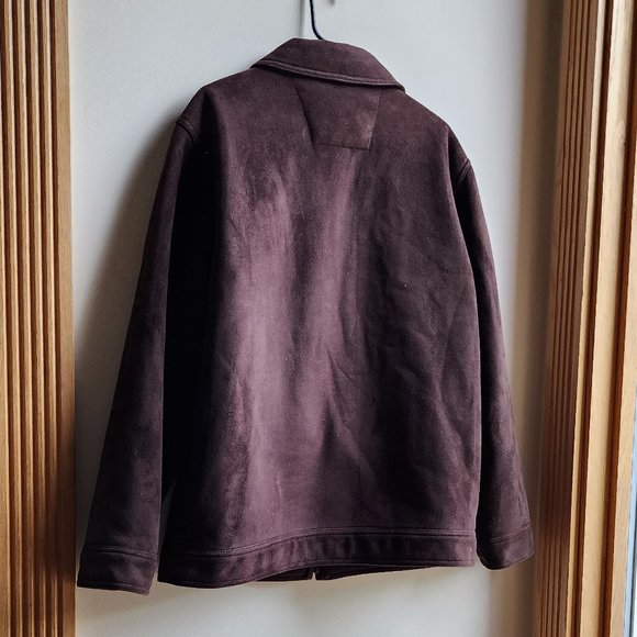 Nautica Brown Faux Micro-Suede Winter Coat Size Large - Picture 13 of 16